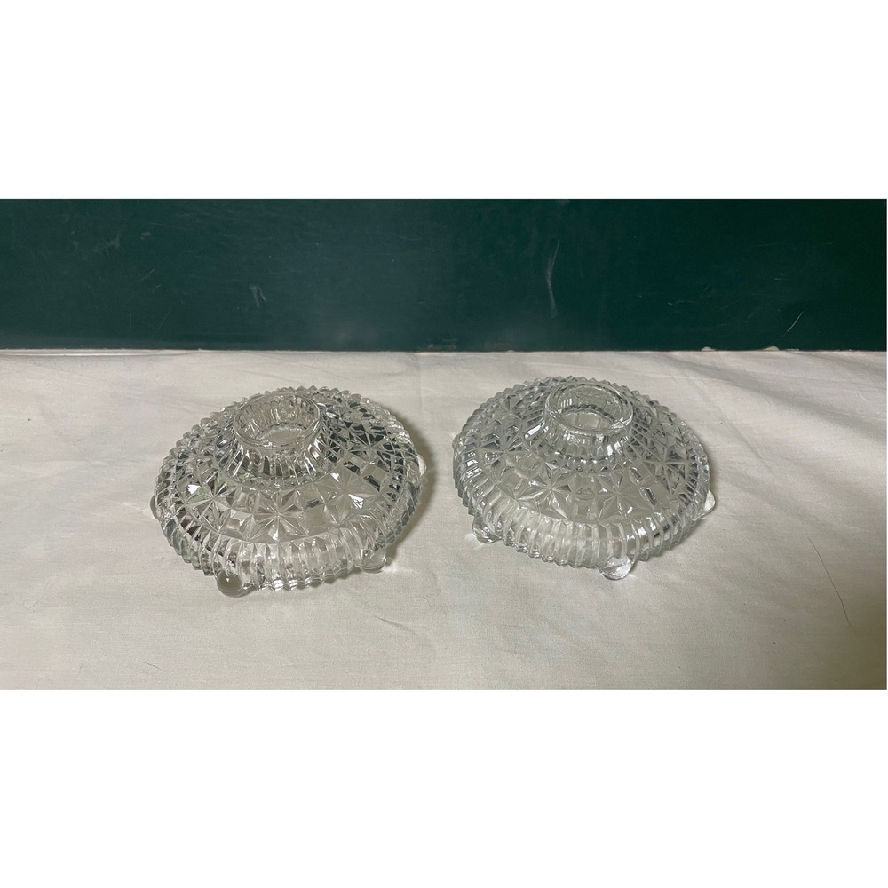 Vtg Anchor Hocking "Stars and Bars" Candle Holders Set of 2